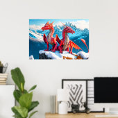 Poster Illustration de dragons perchés (Bureau à domicile)