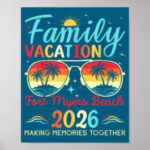 Poster Illustration de famille à Fort Myers Beach Floride