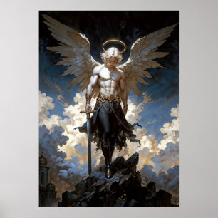 Poster Illustration de fantaisie de l'Archange Michel