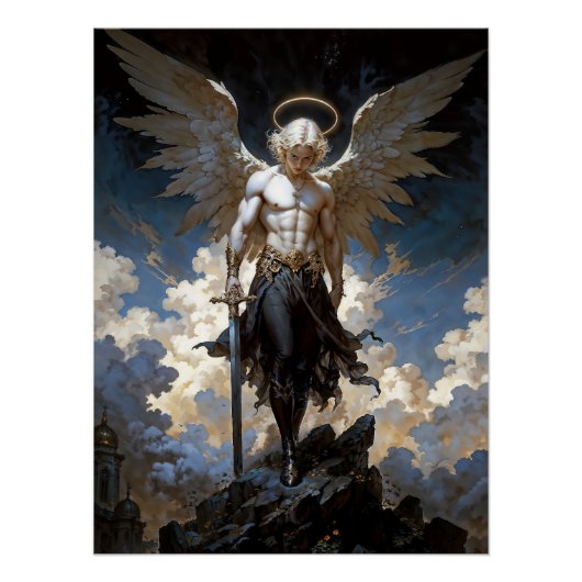 Poster Illustration de fantasy de l'Archange Michel (Devant)