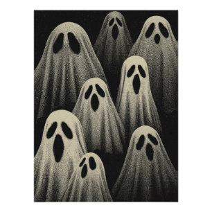 Poster Illustration de fantôme flottant effrayant