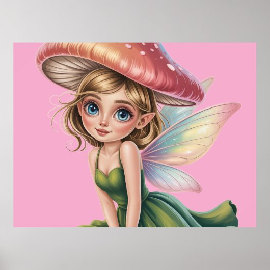 Poster Illustration de fée forestière avec chapeau de cha (Devant)