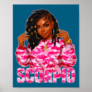Poster Illustration de femme noire coiffée en locs, Reine