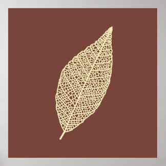 Poster Illustration de feuille squelette marron et crème