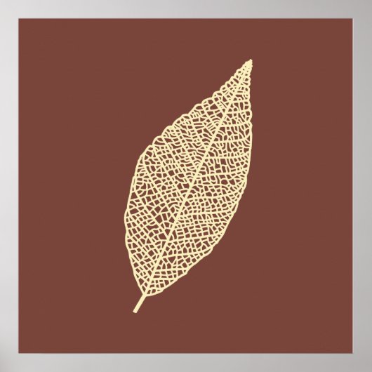 Poster Illustration de feuille squelette marron et crème (Devant)