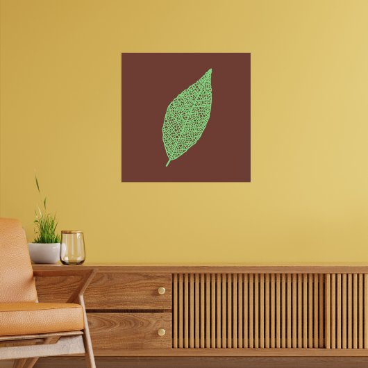 Poster Illustration de feuille squelette marron et vert e (Salon 2)