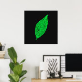 Poster Illustration de feuille squelette noir et vert (Bureau à domicile)