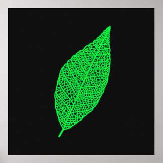Poster Illustration de feuille squelette noir et vert