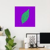 Poster Illustration de feuille squelette violet et vert (Bureau à domicile)