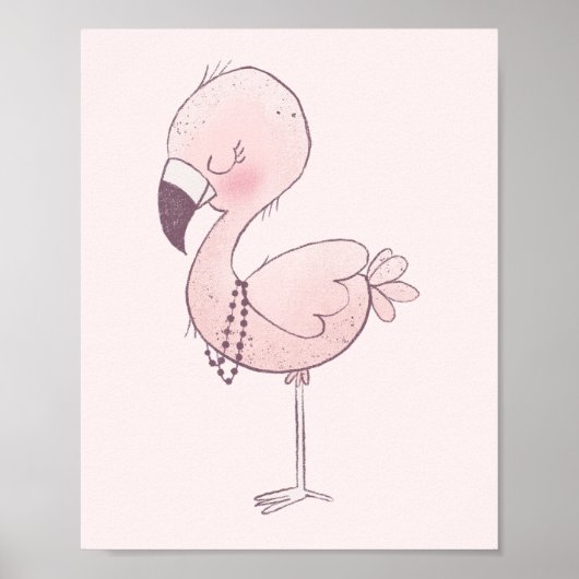 Poster Illustration de Flamant rose rose mou (Devant)