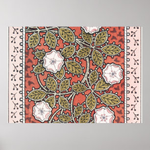 Poster Illustration de fleur d'art de rose sauvage vintag