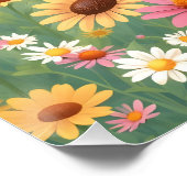 Poster Illustration de fleurs et d'abeilles mignonnes (Coin)