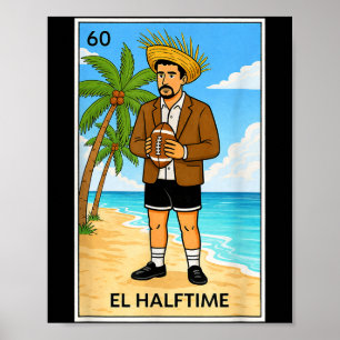 Poster Illustration de football de plage vintage El Halft