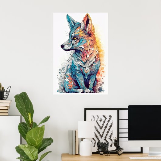 Poster Illustration de Fox créative mignonne (Bureau à domicile)