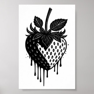 Poster Illustration de fraise au goutte à goutte fondue