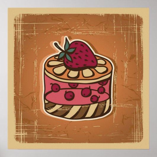 Poster Illustration de gâteau de style rétro (Devant)
