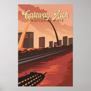 Poster Illustration de Gateway Arch National Park Art de
