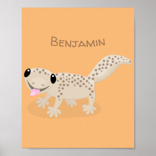 Poster Illustration de gecko tan tan mignon