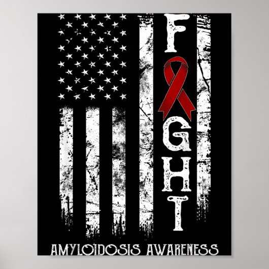 Poster Illustration de guerrier de l'amylose avec drapeau (Devant)