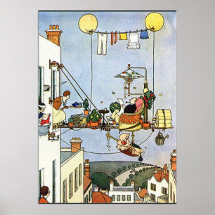 Poster Illustration de Heath Robinson Accueil Conforts W