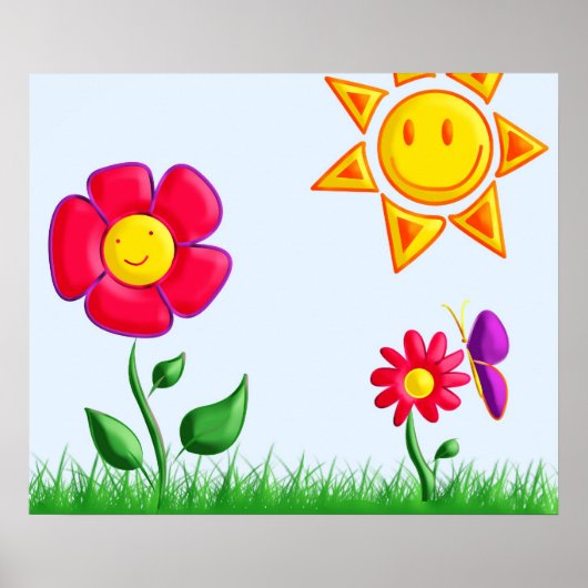 Poster Illustration de jardin ensoleillé (Devant)