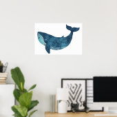Poster Illustration de la baleine bleue Petite (Bureau à domicile)