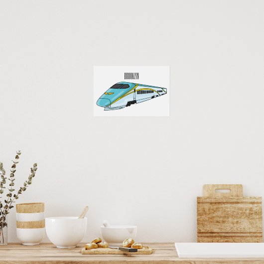 Poster Illustration de la bande dessinée d'un train à bal (Cuisine)