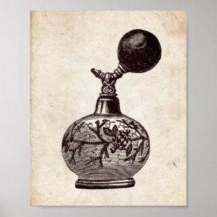 Poster Illustration de la bouteille de parfum victorienne