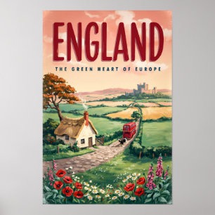 Poster Illustration de la campagne anglaise Art de voyage