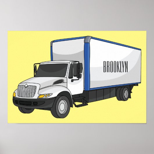 Poster Illustration de la caricature du camion-boîte (Devant)