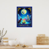 Poster Illustration de la carte Tarot, la lune (Cuisine)