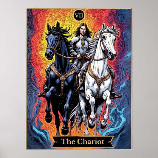 Poster Illustration De La Carte Tarot, Le Chariot (Devant)
