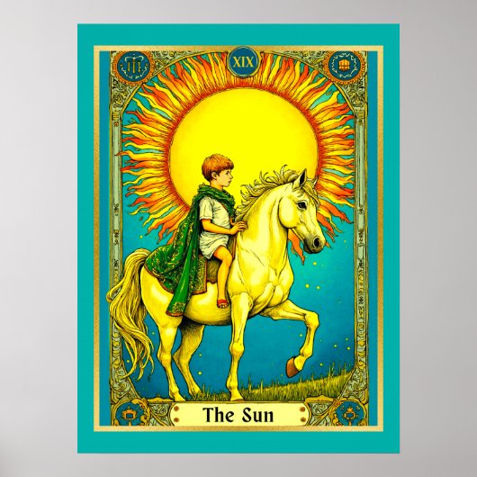 Poster Illustration de la carte Tarot, Le Soleil (Devant)