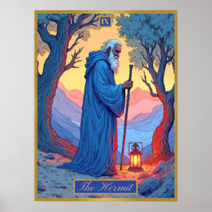 Poster Illustration de la carte Tarot, L'ermite