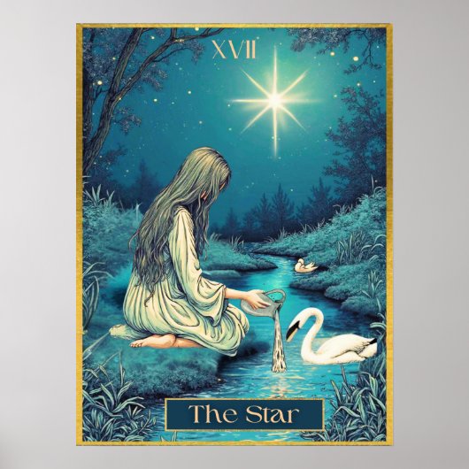 Poster Illustration de la carte Tarot, l'étoile (Devant)
