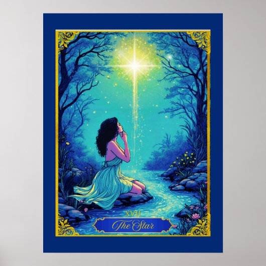 Poster Illustration de la carte Tarot, l'étoile (Devant)