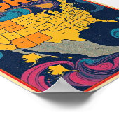 Poster Illustration de la carte USA (Coin)