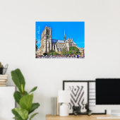 Poster Illustration de la cathédrale Notre-Dame. (Bureau à domicile)