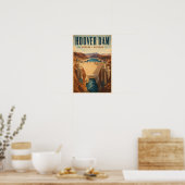 Poster Illustration de la centrale électrique du barrage (Cuisine)