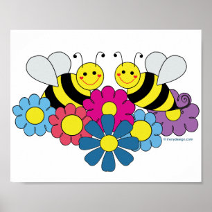 Poster Illustration de la conception des abeilles et des