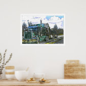 Poster Illustration de la conduite de camions verts (Cuisine)