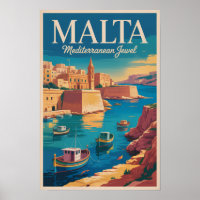 Illustration de la côte maltaise Art de voyage vin