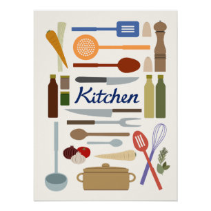 Poster Illustration de la cuisine+Couleur de conception d