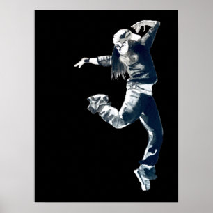 Poster Illustration de la danseuse hip hop cool