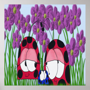 Poster Illustration de la famille Ladybug mignonne