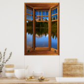 Poster Illustration de la fenêtre de Wood Bay - Mountain  (Cuisine)