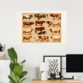 Poster Illustration de la ferme de vaches laitières vinta (Bureau à domicile)