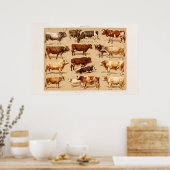 Poster Illustration de la ferme de vaches laitières vinta (Cuisine)