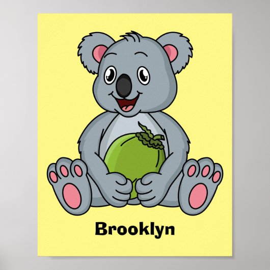 Poster Illustration de la koala de Cute et de la noix de (Devant)