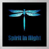 Poster Illustration de la libellule bleue en vol (Devant)